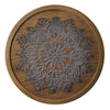 Boho Rustic Farmhouse Wood Framed Wall Medallion - Brown, Grey (17")